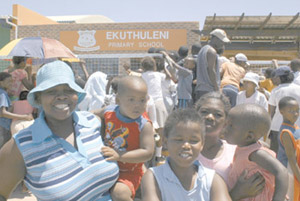 Members of the Bloekombos community at Ekhuthuleni Primary School