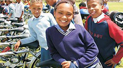 Learners with bicycles