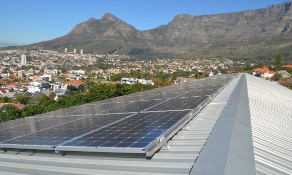 A view of the school's 440 rooftop photovoltaic (PV) modules