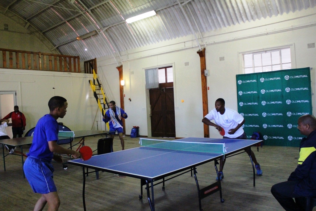 A table tennis match in full swing between staff from DCAS and Cederberg Municipality