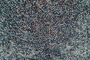 Crowd of people seen from above