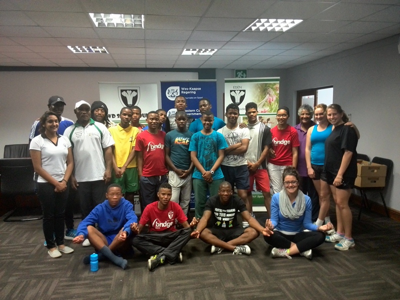 Alliyah Allie (administrator) & Stephanie McKay with athletes and coaches of Eden Sport Academy