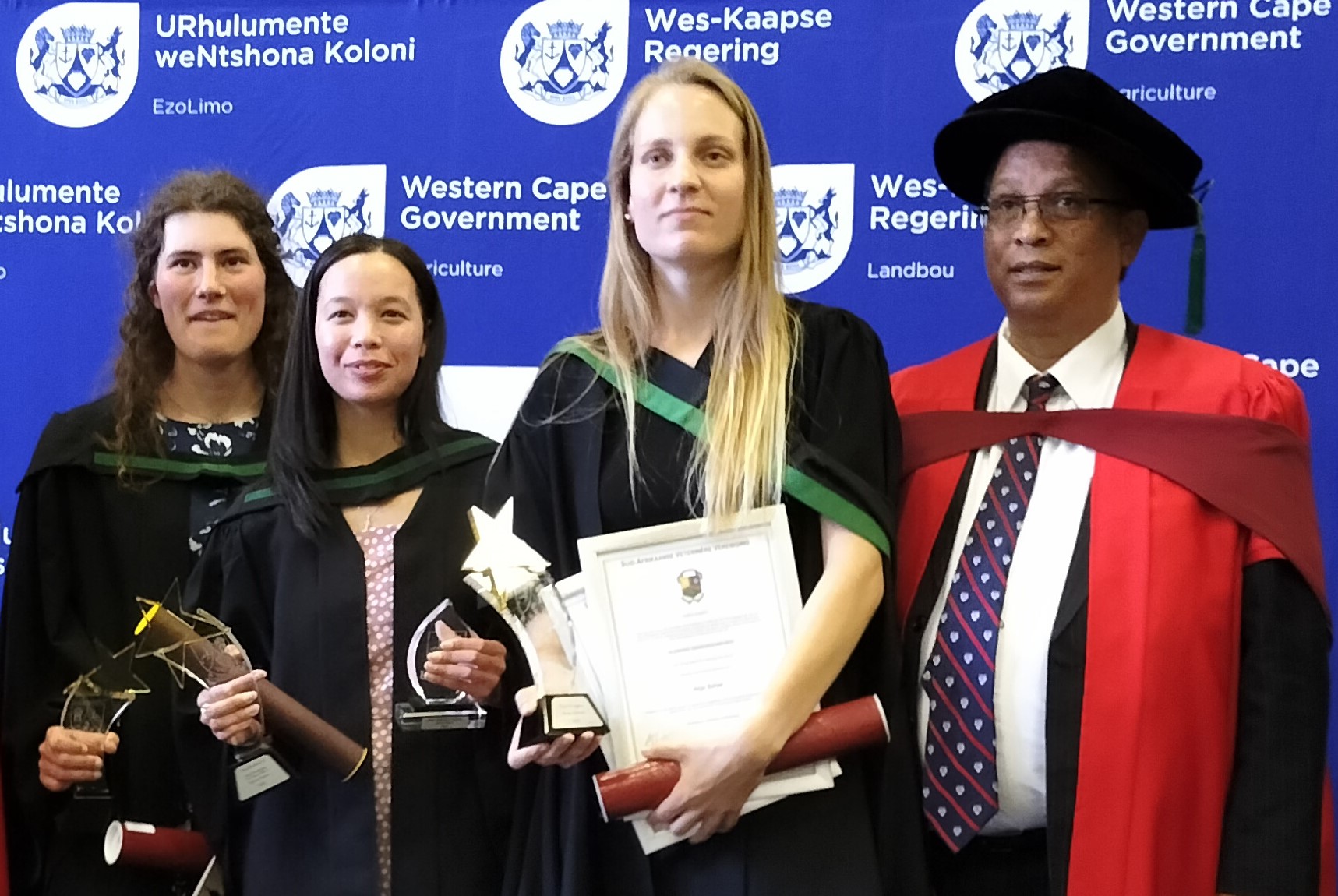 Andrea Caetano, Miche' Maree and Anja Kotze with Dr Meyer