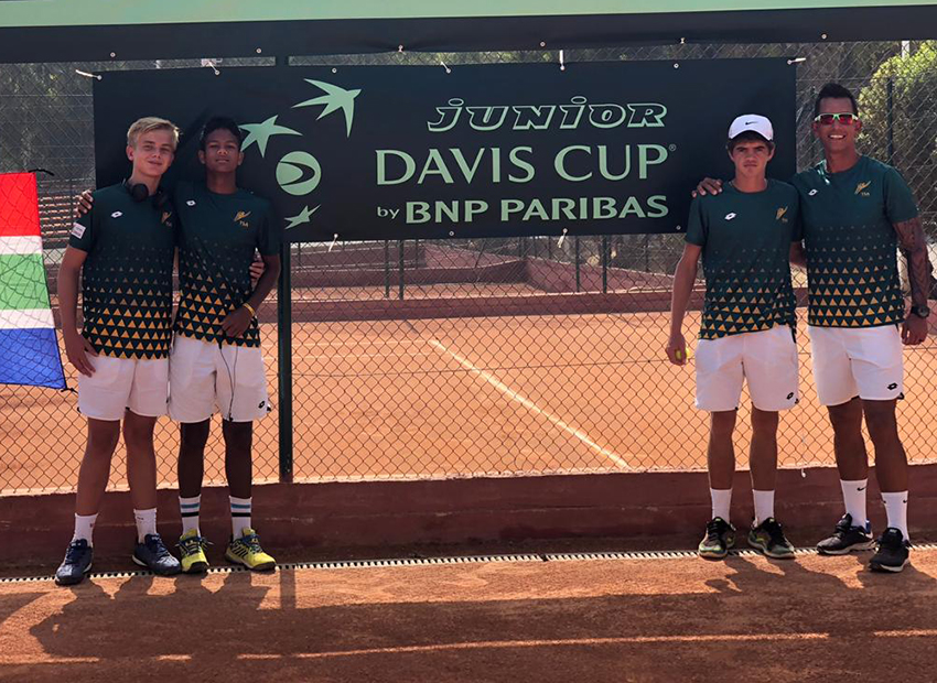 Carl Roothman (second right) represented South Africa at the Junior Davis Cup