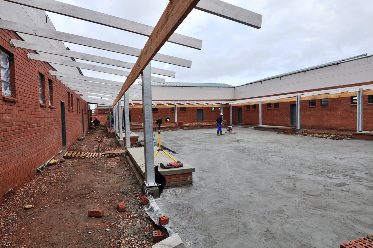 Construction works in one of the courtyards.