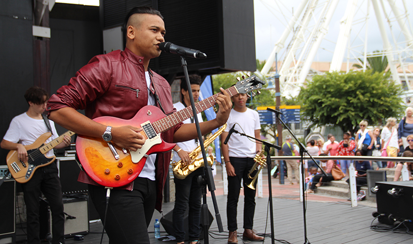 Dylan Red went from busking around the Waterfront to opening the Jazzathon.