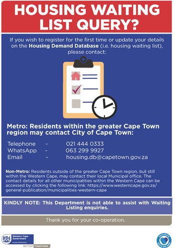 Housing waiting list queries poster