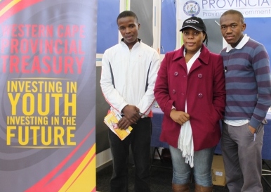 Investing in youth, investing in the future: Sweetness Sixubane, an exhibitor at the expo,(centre) with two of the exhibition's visitors