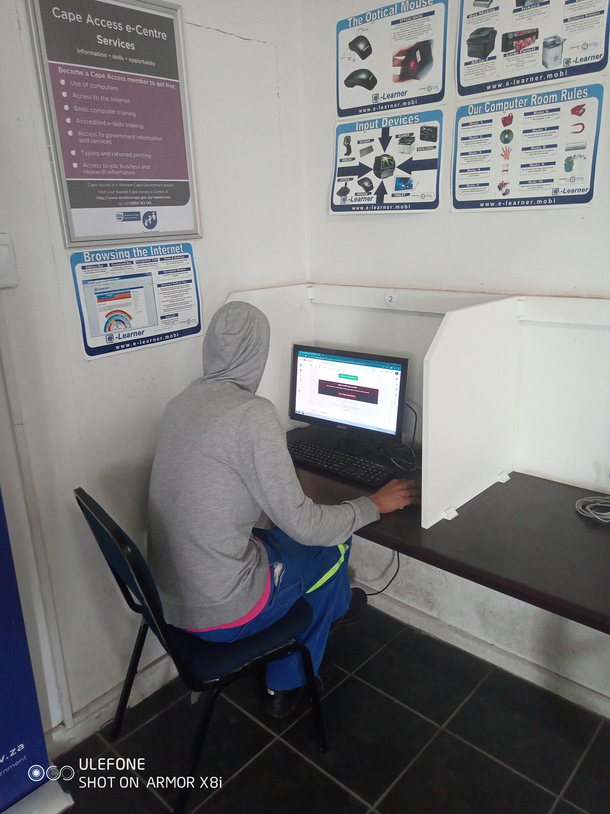 A citizen uses the services offered at Lamberts Bay eCentre