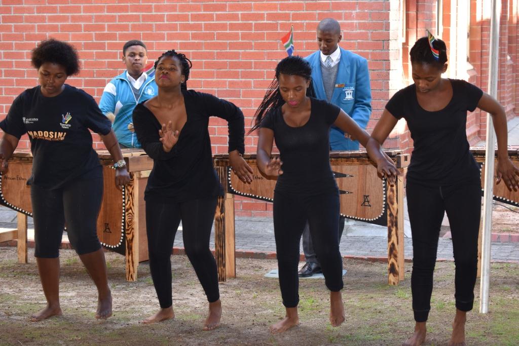 Learners from Chris Hani High School performing a dance piece during the opening ceremony.