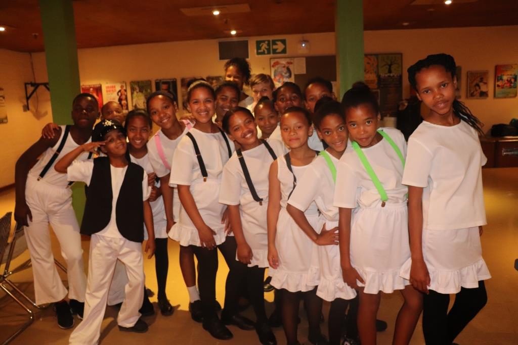 Learners from Robertson in the Green Room of the Baxter Theatre before going on stage for their performance