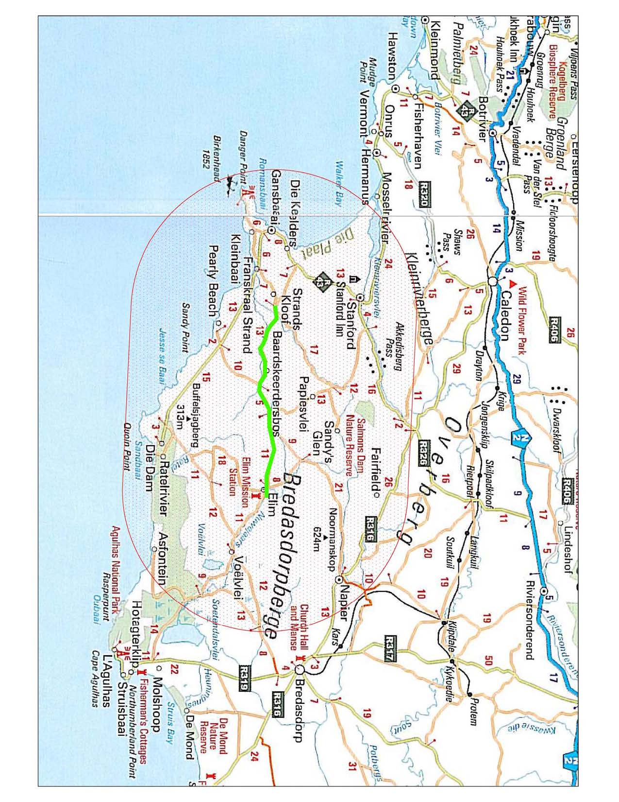 Map of Uilenkraal to Elim Project