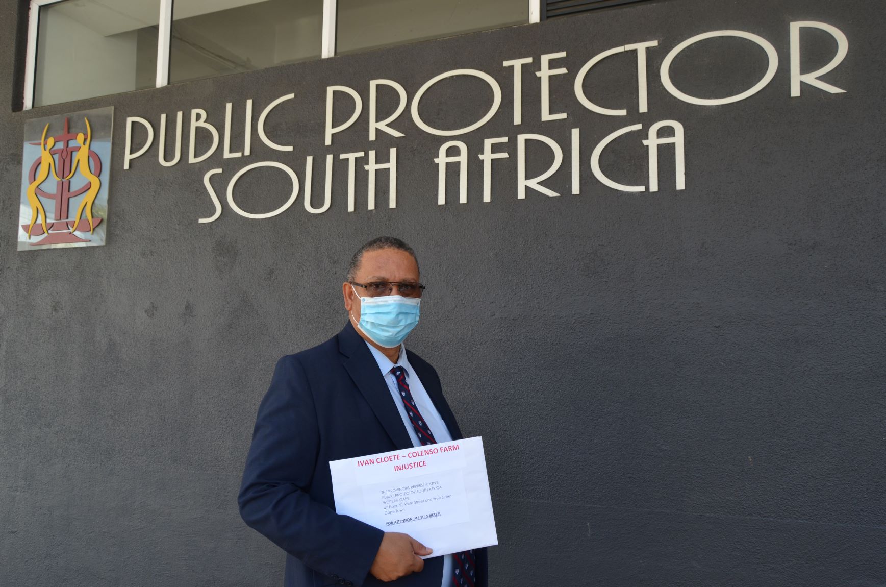 Minister Ivan Meyer at the entrance to the office of the Public Protector