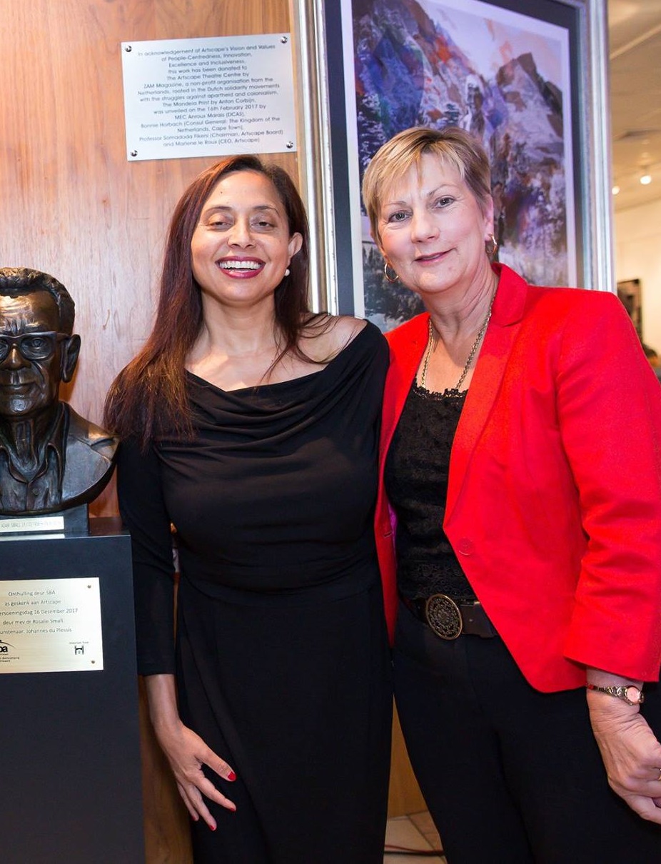 Minister Anroux Marais (Western Cape Cultural Affairs and Sport) and Dr Marlene Le Roux (CEO Artscape) who was recognised by Her Majesty Queen Elizabeth II’s as the 5th Commonwealth Point of Light
