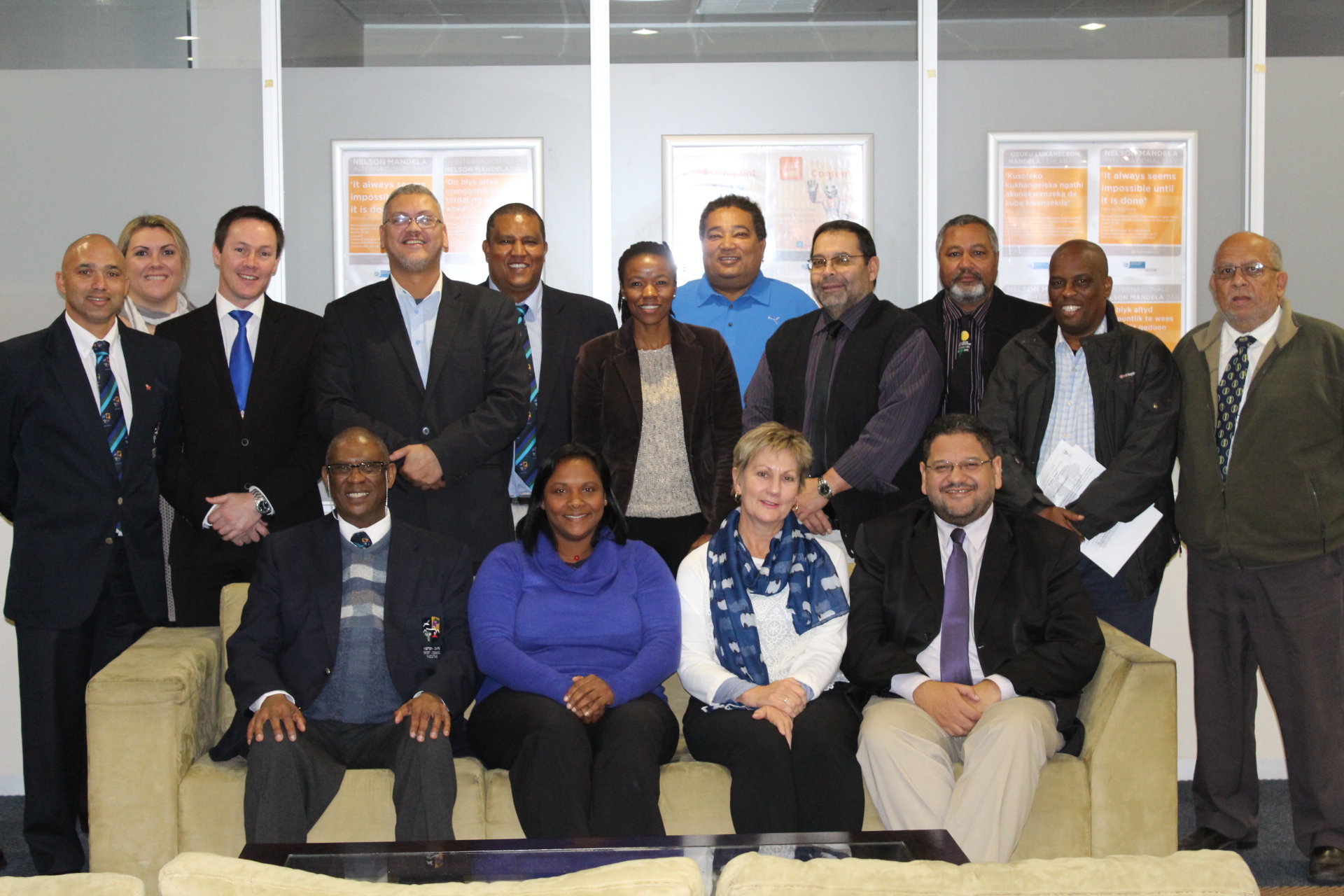 Minister Marais and HOD Brent Walters with members of the Western Cape sport confederation