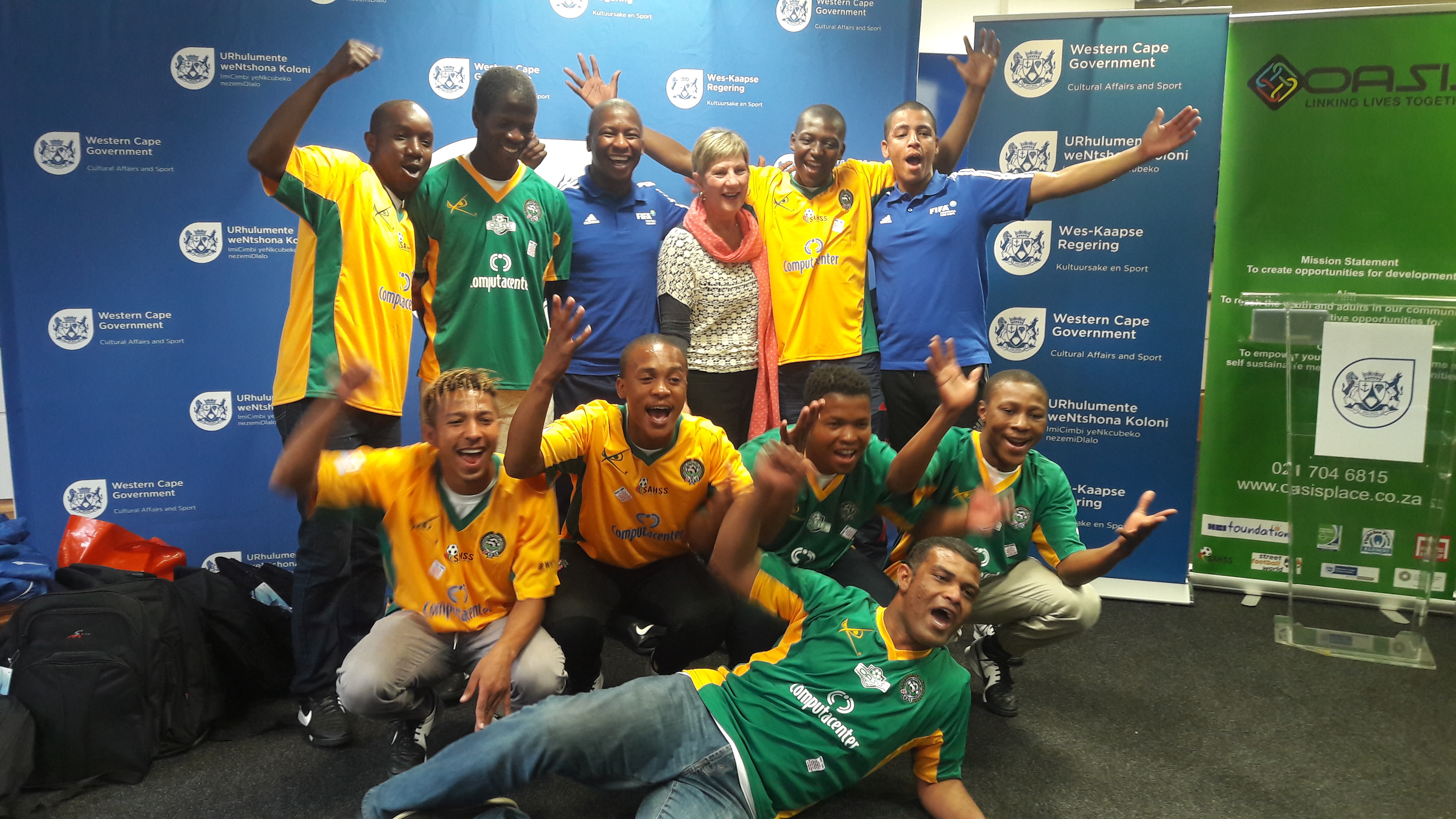 Minister Anroux Marais with South Africa’s 2017 Homeless Street Soccer World Cup