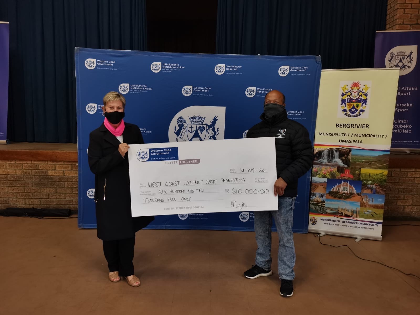 Minister of Cultural Affairs and Sport, Anroux Marais, issued R610 000 in funding to West Coast sport federations on Monday.