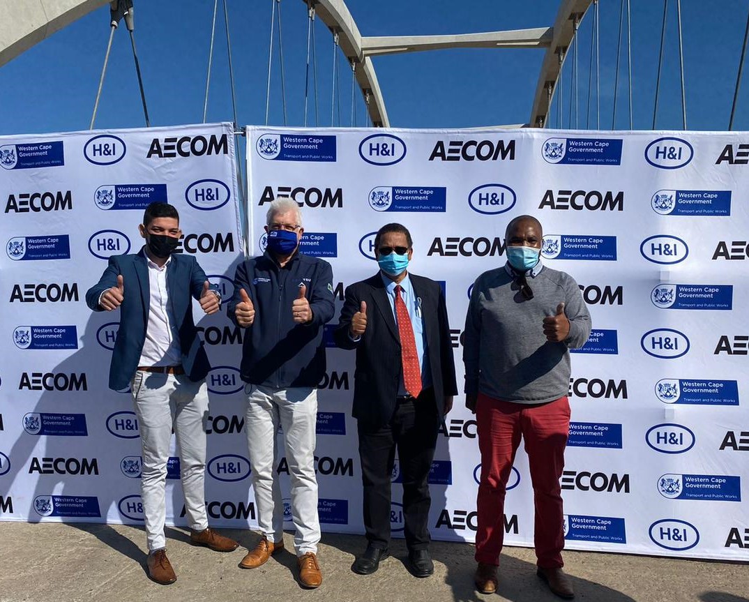 Western Cape Minister of Transport and Public Works, Daylin Mitchell; Premier of the Western Cape, Alan Winde; Western Cape Minister of Agriculture, Ivan Meyer; Member of the Western Cape Provincial Parliament and Chairperson of the Standing Committee on 