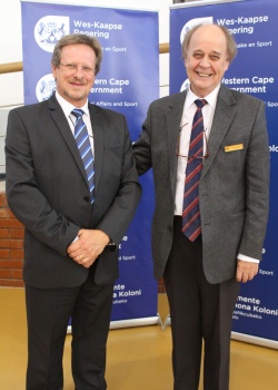Minister Theuns Botha and Ald. Neels de Bruyn, Executive Mayor of the Cape Winelands District Municipality