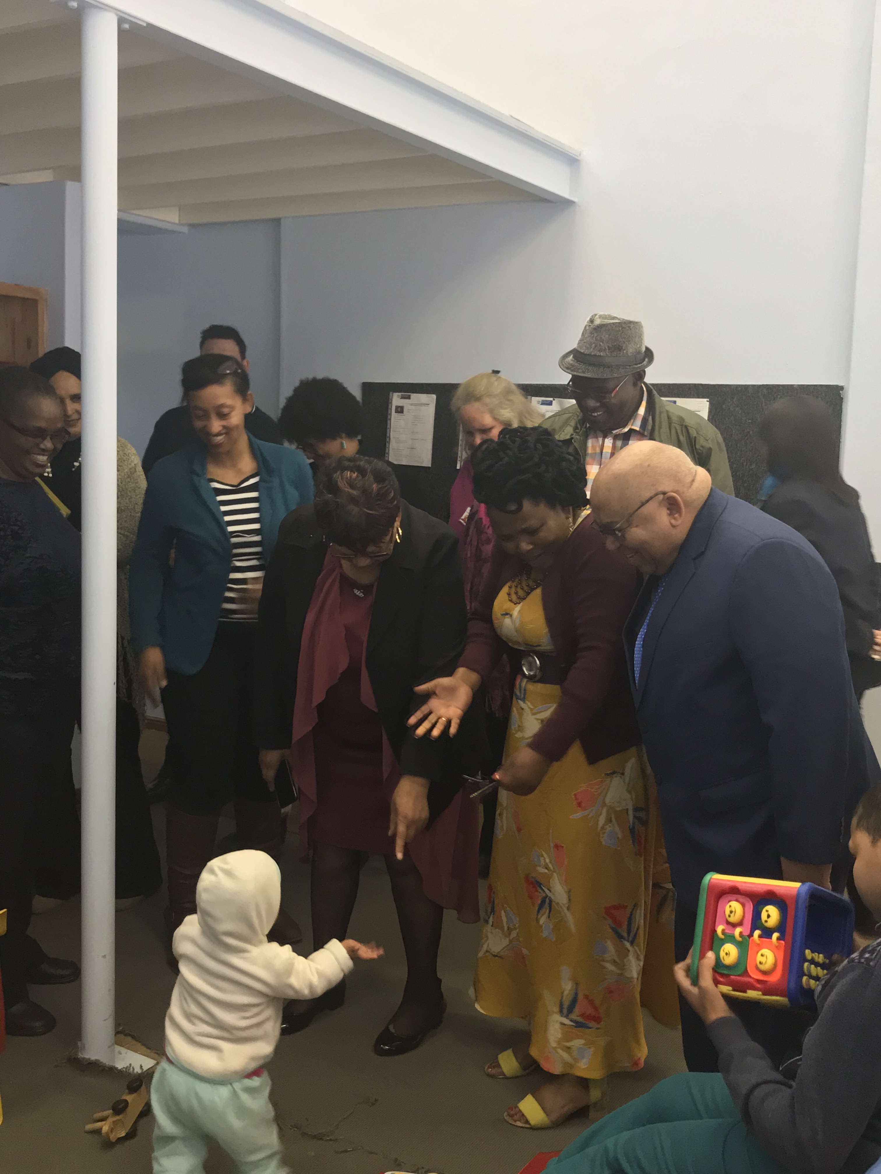 Ministers Fritz & Mbombo (with social workers) interact with disabled FAS children