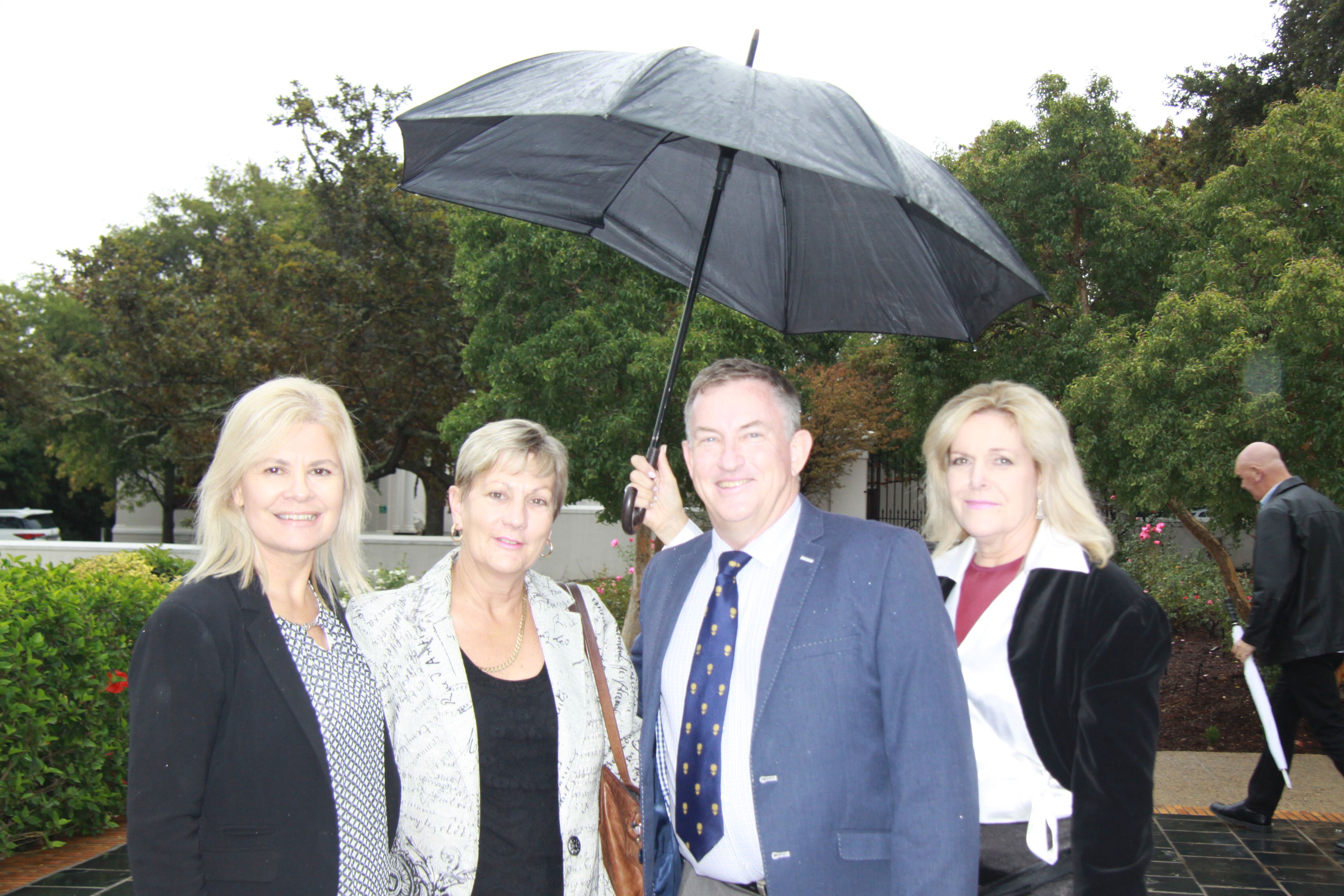 Ministers Shafer and Marais with Dr Kok and Museum Manager Anita van der Merwe at the launch in Franschhoek