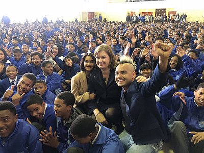Provincial Education Minister, Debbie Schäfer, Season 13 Idols South Africa winner, Paxton Fielies, and radio DJ and TV presenter, Carl Wastie