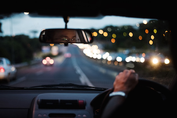 Man driving at night 