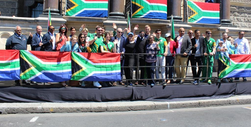 Olympians and Paralympians gathered at the iconic City Hall prior to the parade.