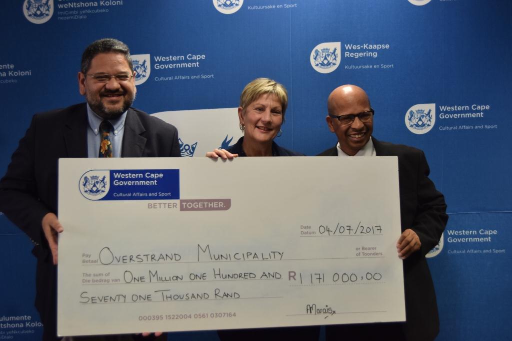 Overstrand Municipality received R1 171 000 as contribution to the Hockey Academy