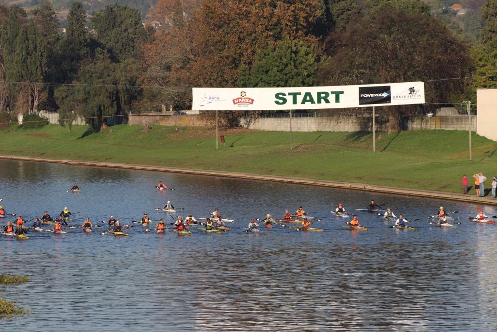 Paddlers lining up at the start of the 55th Berg River Canoe Marathon.