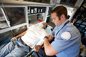 medic alert patient in ambulance