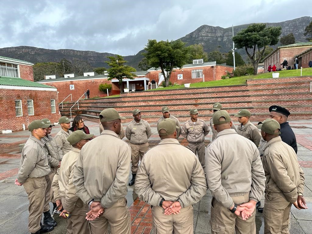Ms Janine Turner Head of Training and Development participating in a briefing discussion with the Chrysalis instructors before the commencement of the Graduation Ceremony on Saturday, 29 July 2023 at the Chrysalis Academy in Tokai. 
