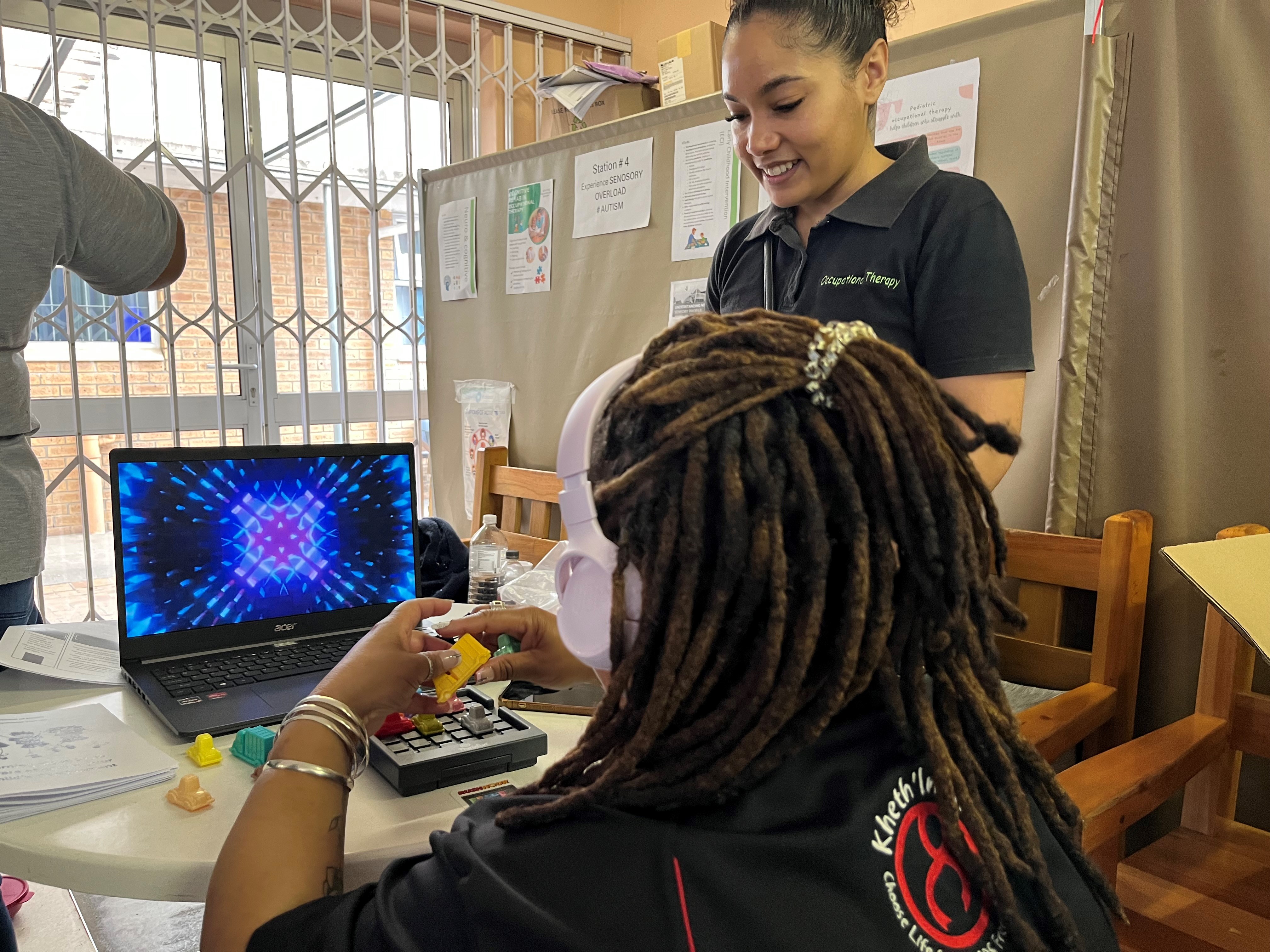 Bothasig CDC OT Shannen-Leigh Smith set up a sensory station to create awareness about the importance of occupational therapy for people living with autism.