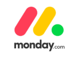 website logo - 2 strips a dot and the word monday