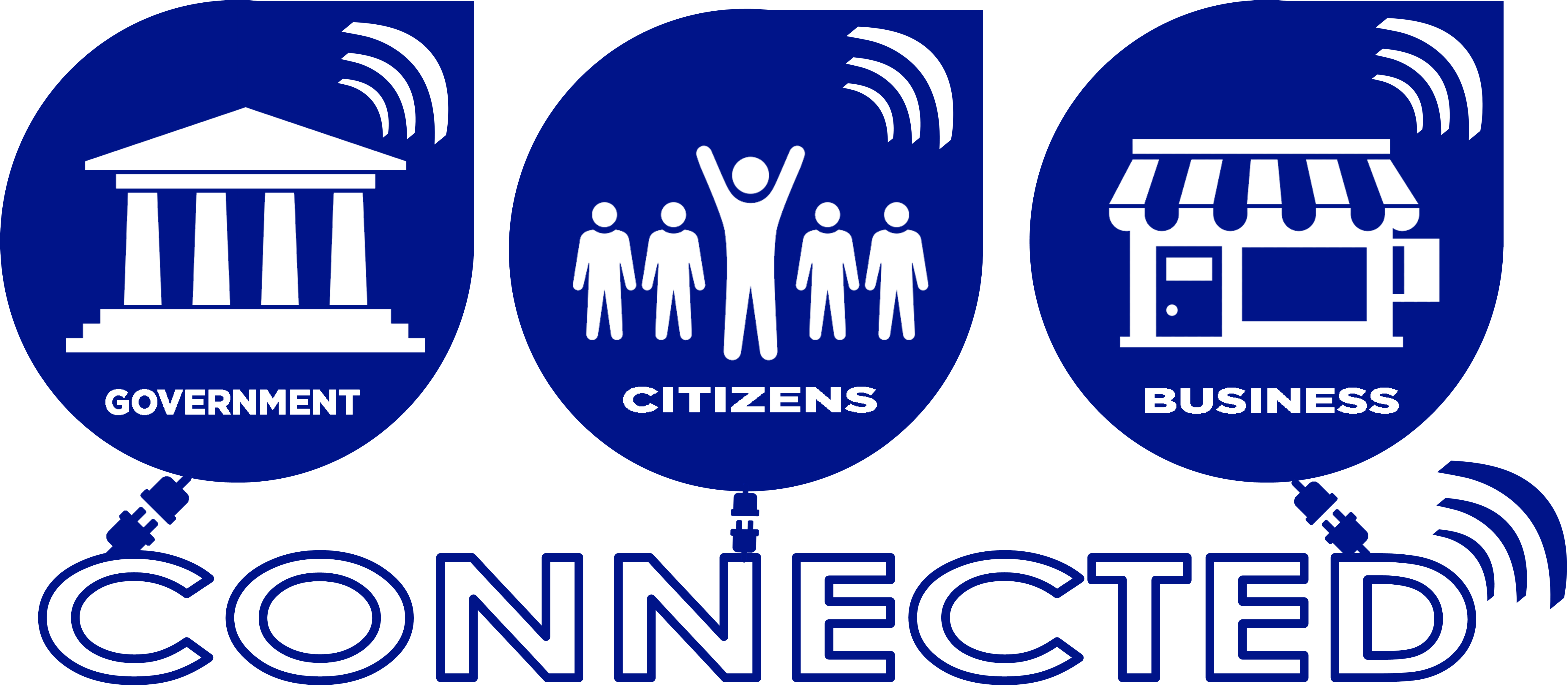 Picture illustrating connected government, business and citizens