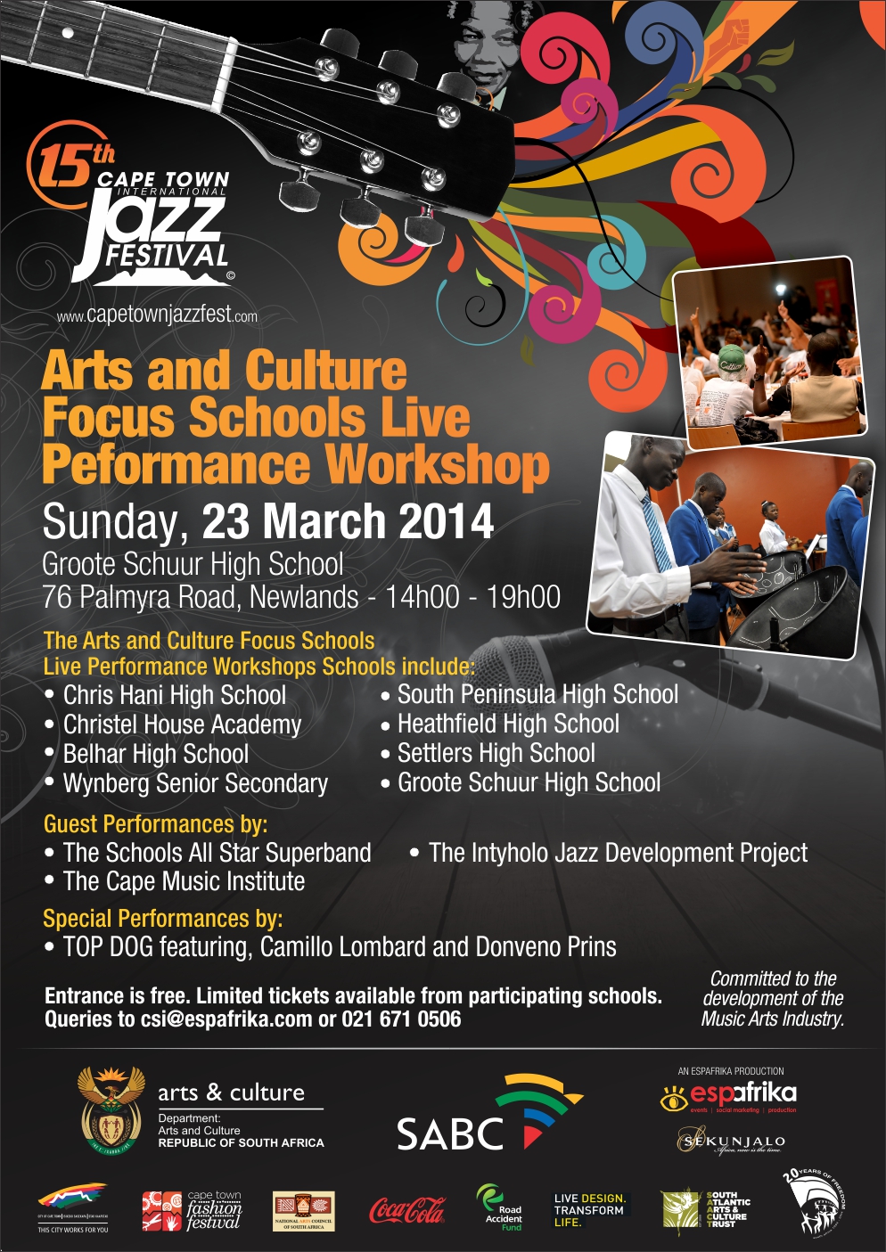 Arts and Culture Focus Schools Live Workshop Poster