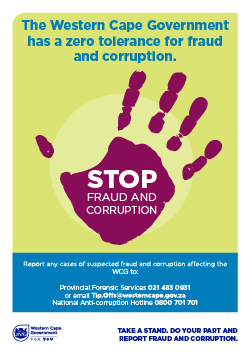 The Western Cape Government has a zero tolerance for fraud and corruption