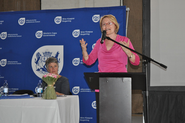 Premier Helen Zille speaking at the PCS Symposium in Bellville.