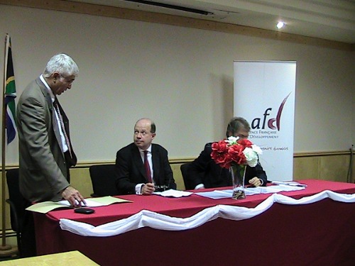 From left to right- Professor KC Househam (Head of Dept of Health), Mr Jacques Lapouge (French Ambassador) and Mr Christophe Richard (Regional Director AFD) at the signing ceremony yesterday at Southern life Building.