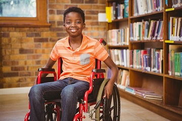 Young child in wheelchair