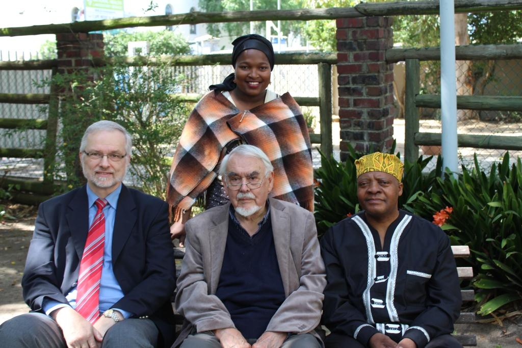 Speakers Prof Henkel, Prof De Villiers and Dr Qubuda with Museum Manager Dubula