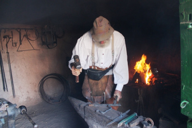 A black smith demonstration by cobbler Michael Pope