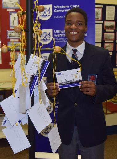 A grade 12 learner from the Simon's Town High School shared an inspiration message of bravery on a postcard at the launch of the SS Mendi exhibition