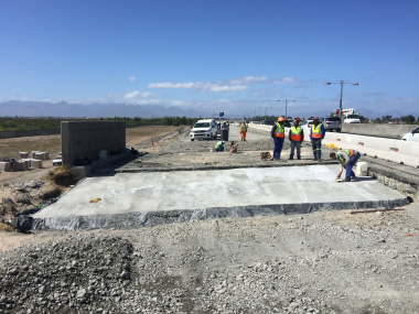 A newly-cast concrete slab.