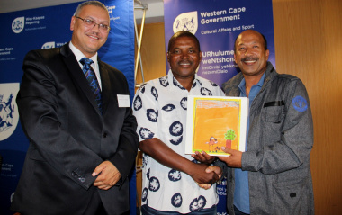 Adv. Lyndon Bouah (DCAS), Eric “Ace” Khombela and Mr Gerald Don (SAFA Western Cape).