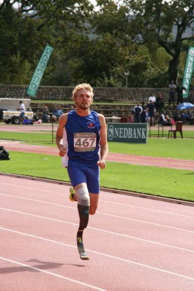Africa Record breaker Evan Engelbrecht in the last stretch of the 400m sprints
