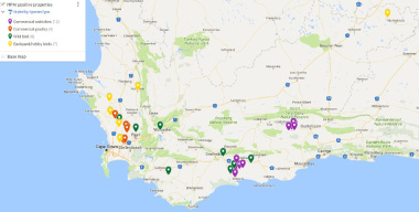 A map of the confirmed AI cases in the Western Cape