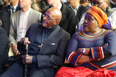 Archbishop Desmond Tutu and his daughter, Mpho at the unveiling
