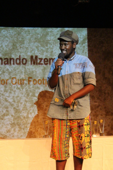 Best Director Winner, Thando Mzembe during his thank you speech