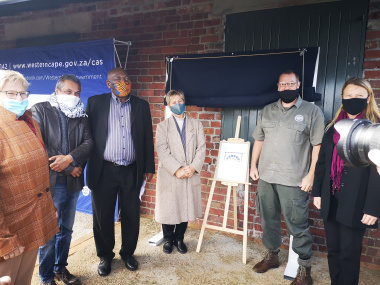 (From left) Ward councillor, Nora Grose; Chairperson of Heritage Western Cape Interpretation Grading and Inventories Committee, Ron Martin; Chairperson of the Heritage Western Cape Council, Adv. Mandla Mdludlu; Minister Anroux Marais; Blaauwberg Nature Re